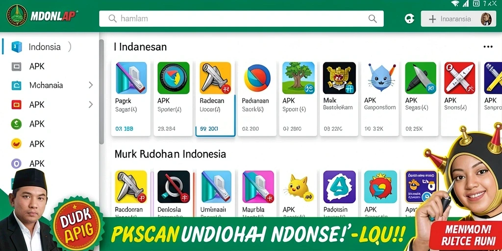Tangkapan layar menampilkan karakter hewan yang lucu dan berwarna-warni.